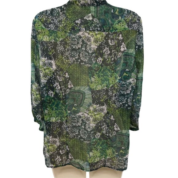 Christopher & Banks Women Long Sleeve Lightweight Multicolor Sheer Blouse Size M - Picture 2 of 7